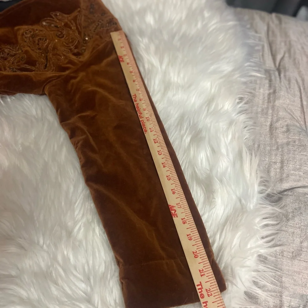 Chico's Sz 2 Rich Rust Velvet Sequined Embroidered Women’s Blazer - Picture 12 of 12